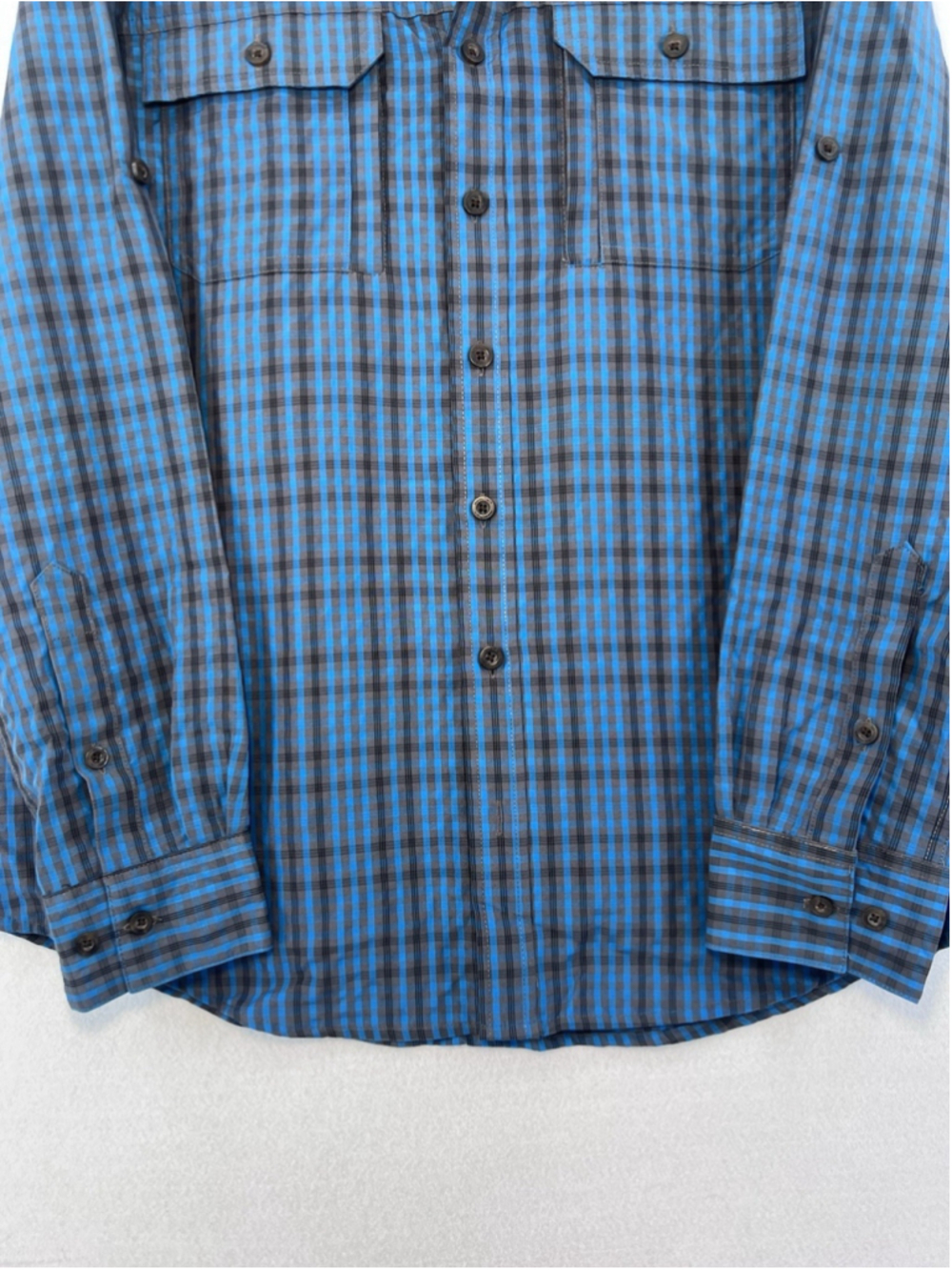 Nordic Track Camp Shirt Men's Large Plaid Blue Black Long Sleeve Outdoors - Picture 5 of 10